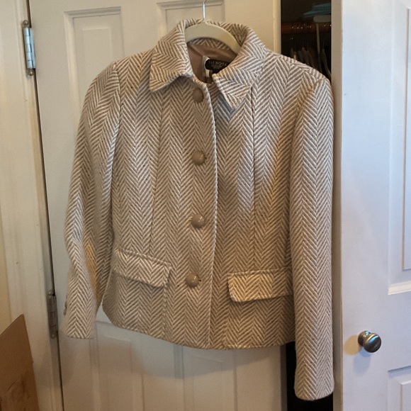 Talbots Jackets & Blazers - Talbots Women's Cream Herringbone Pea Coat